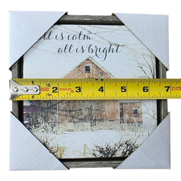 Rustic Winter Barn Picture Canvas Wall Art Frame Christmas Holiday Poynter Gift - Picture 5 of 8